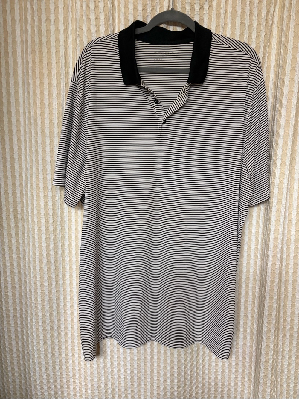 Nike Men's Black & White Striped Golf Polo Shirt